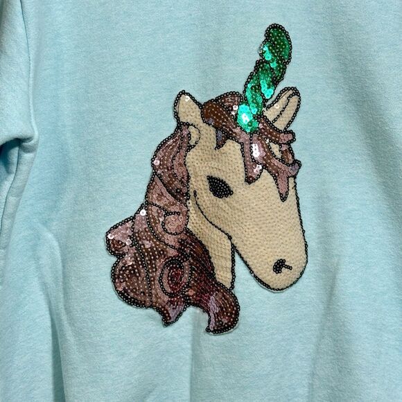 Lola And the Boys Blue Sequin Unicorn Applique Sweatshirt Preppy School Girls 12 - Picture 7 of 8